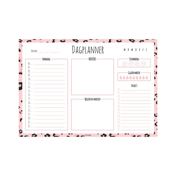 Dagplanner Dierenprint roze