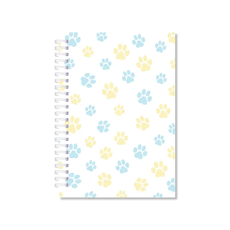 Notitieboek dierenpootjes blauw-geel