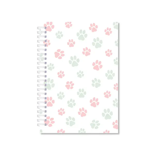 Notitieboek dierenpootjes roze-groen