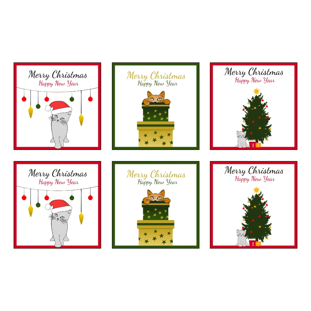 Kerstkaarten set katten 6 stuks » € 5.5 » Lievely.nl