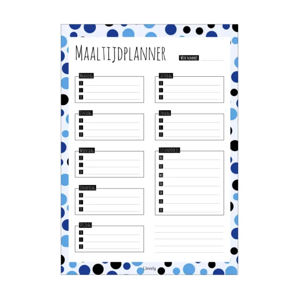 Maaltijdplanner A4 stip blauw